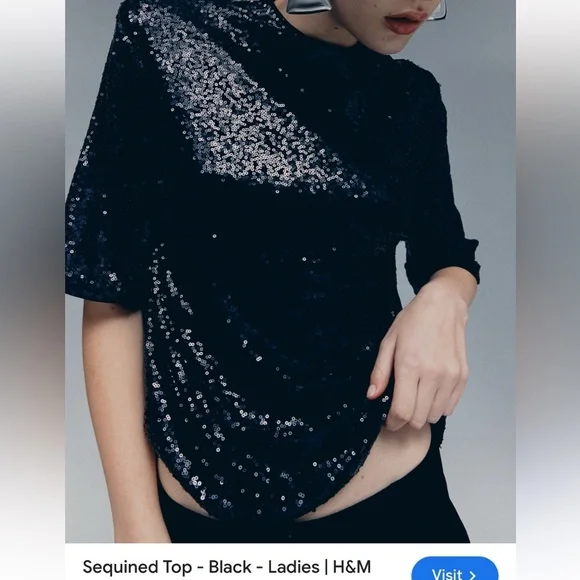 H&M Tops Sequins Top Nwt By Hm Size Small Poshmark